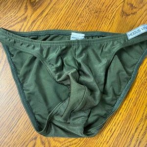 Used Modus Vivendi mens Olive green bikini brief/swim size M